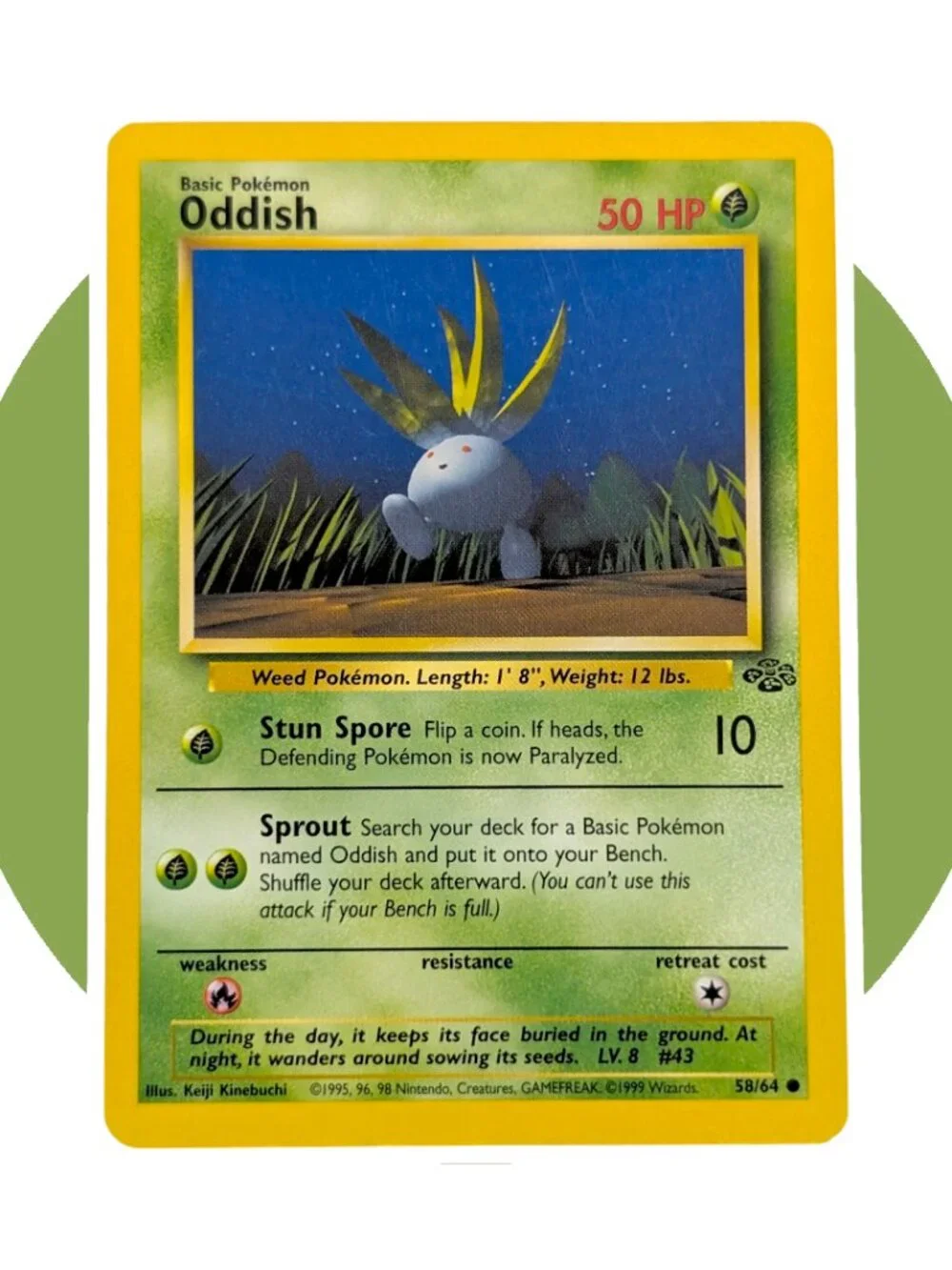 Jungle Pokemon Card (A01): Oddish 58/64, Keiji Kinebuchi